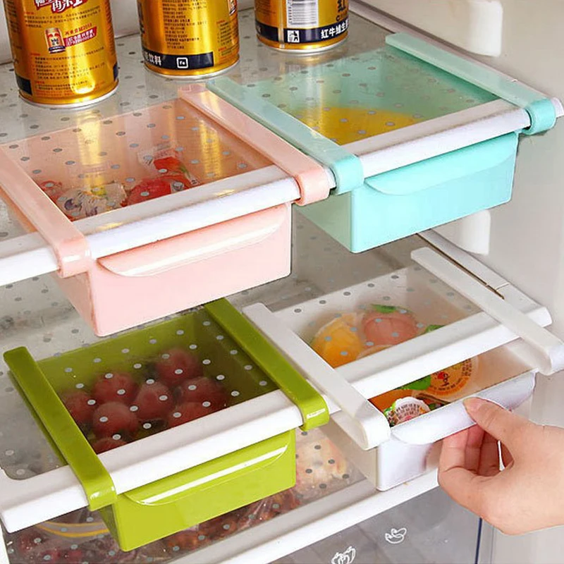 

Eco-Friendly Multifunction Kitchen Refrigerator Storage Rack Fridge Freezer Shelf Holder Pull-out Drawer Organiser Space saver