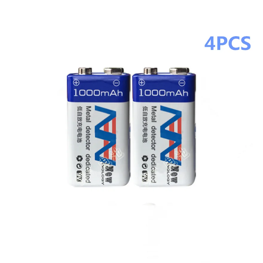 

4pcs/lot Original 1000mAh 9V rechargeable battery lithium ion 6F22 rechargeable battery metal detector toy rechargeable battery
