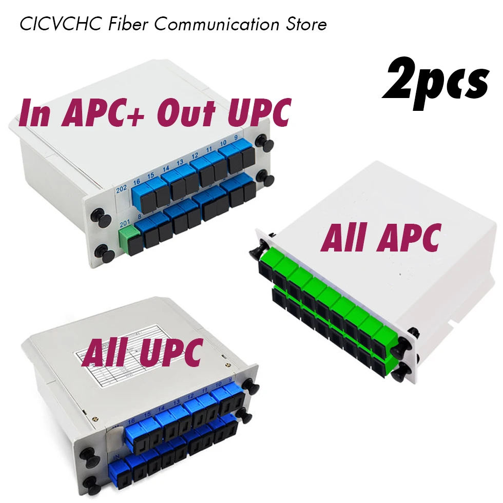 2 pcs 1x16 PLC Fiber Splitter, Mini Plug-in Type, with SC Connector/Cassette Card Inserting 2 pcs 1x8 plc fiber splitter mini plug in type single mode with sc connector cassette card inserting