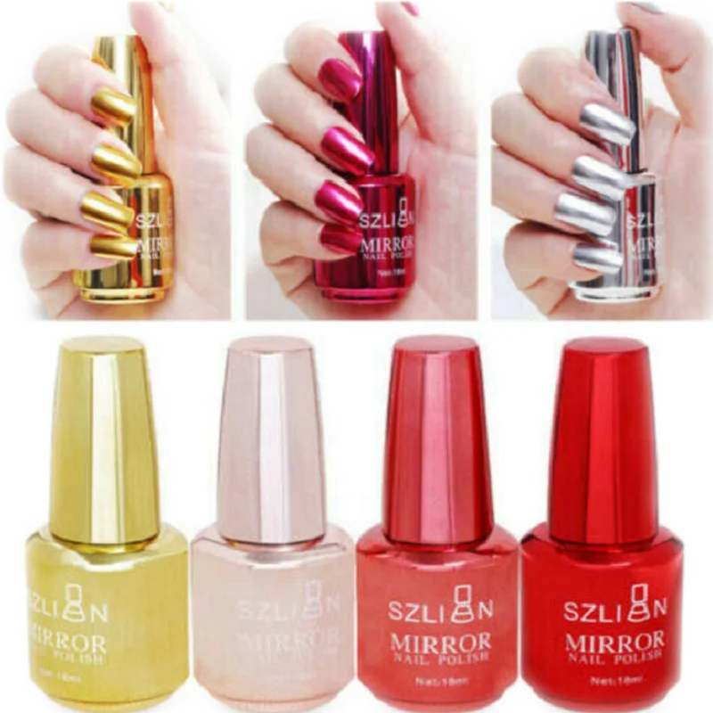 

2019 Metallic Mirror Nail Polish Magic Mirror Effect Chrome Nail Art Polish Varnish Exquisite 18ml Nail Polish Dropshipping