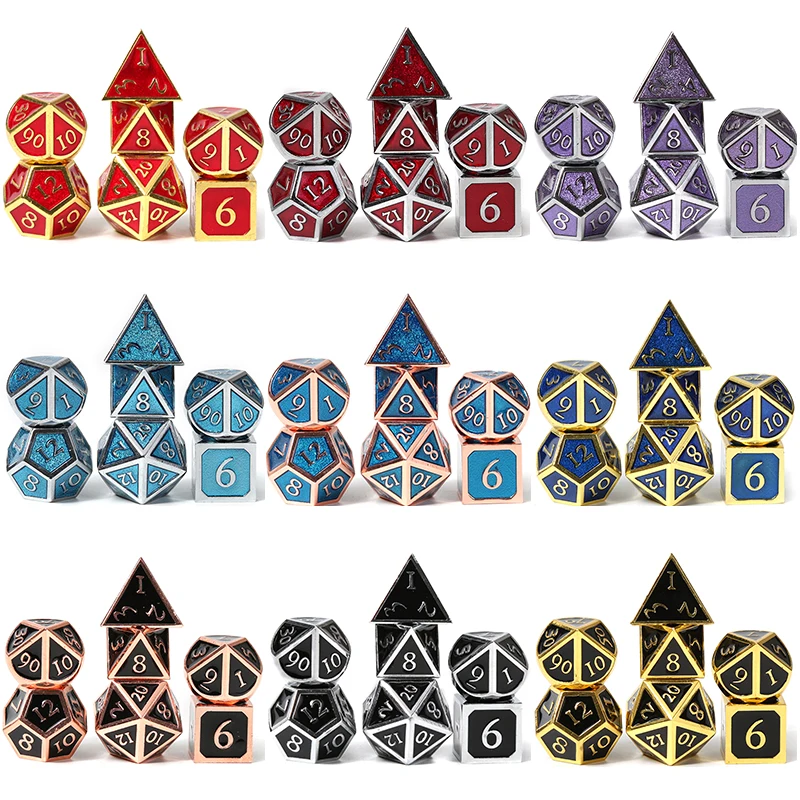 

Chengshuo dnd dice metal rpg set polyhedral dungeon and dragon tabletop game zinc alloy available in multiple colors d20 10 8 12