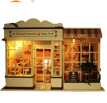 Assembling DIY Miniature Model Kit Wooden Doll House with light music Furnitures sweet berries time handmade