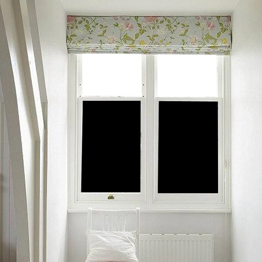  Black Glass Window Film For Window Privacy Self Adhesive Glass Stickers Home Decor Black Color Bedr - 32951499808