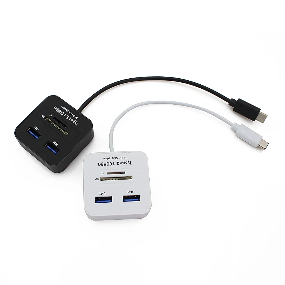 USB 3.1 Type-C USB-C 2 Port USB HUB TF SD Memory Card Reader Adapter