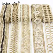 2 ярда натуральный цвет Мешковина Hessian лента пеньковая кружевная отделка джут DIY винтажная Свадебная вечеринка Праздничная упаковка украшения принадлежности V0704
