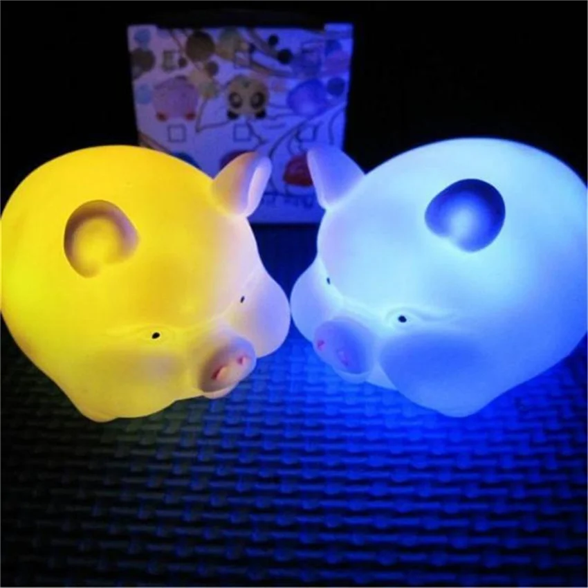 

Cute Colorful LED Night Light Pig Shape Children Bedside Lamp Kid Toys Christmas Gift Holiday Bedroom Decoration Bulb Multicolor
