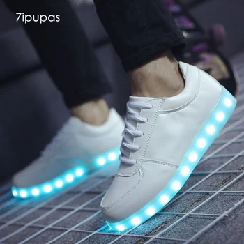 

7ipupas Spring Summer Flash Led shoes 22 Style Colorful fluorescent kids usb recharge luminous sneakers Unisex led light shoes