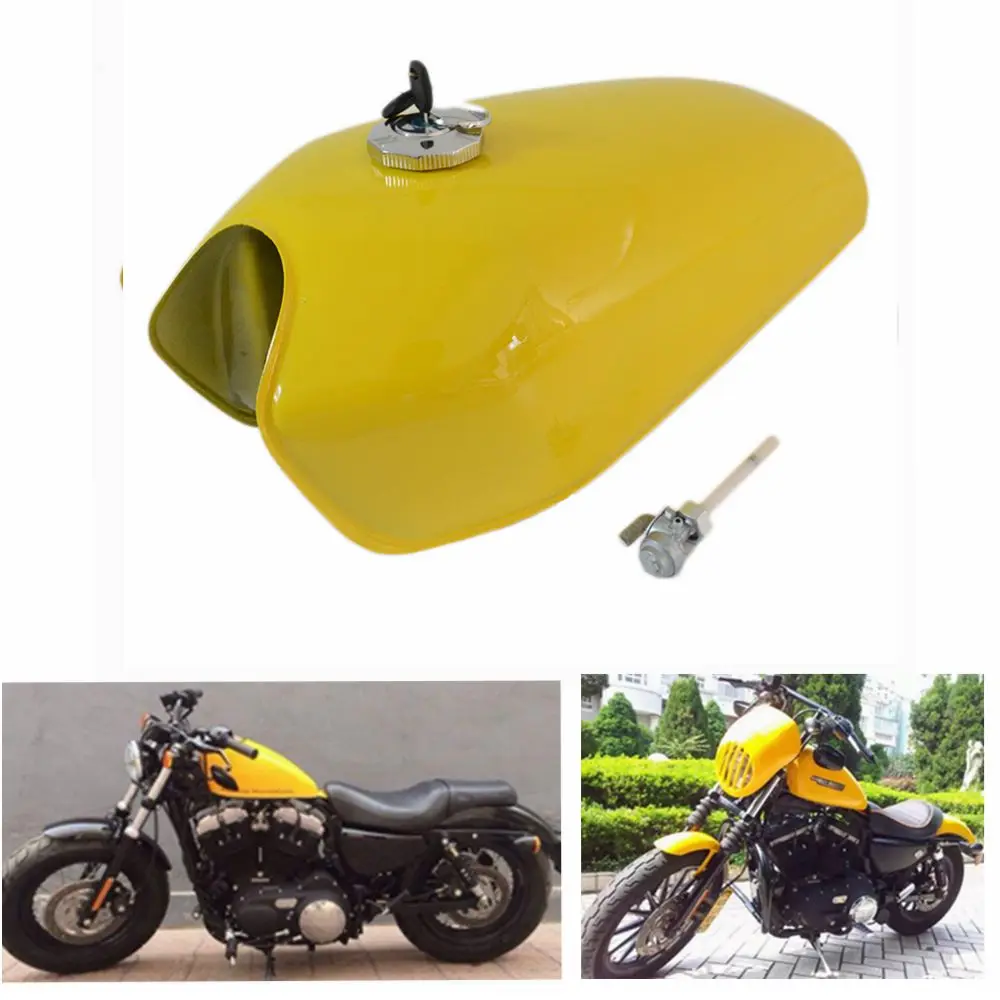 Универсальный Мотоцикл желтый 9L Топливный бак газа Кафе Racer с железной крышкой переключатель для Honda CG125 CG125S CG250 краски толстые