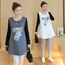 2016 New Autumn Maternity Dresses Cotton Printing Pregnancy Dress for Pregnant Women Loose Fashion Long-sleeved Premama Clothes