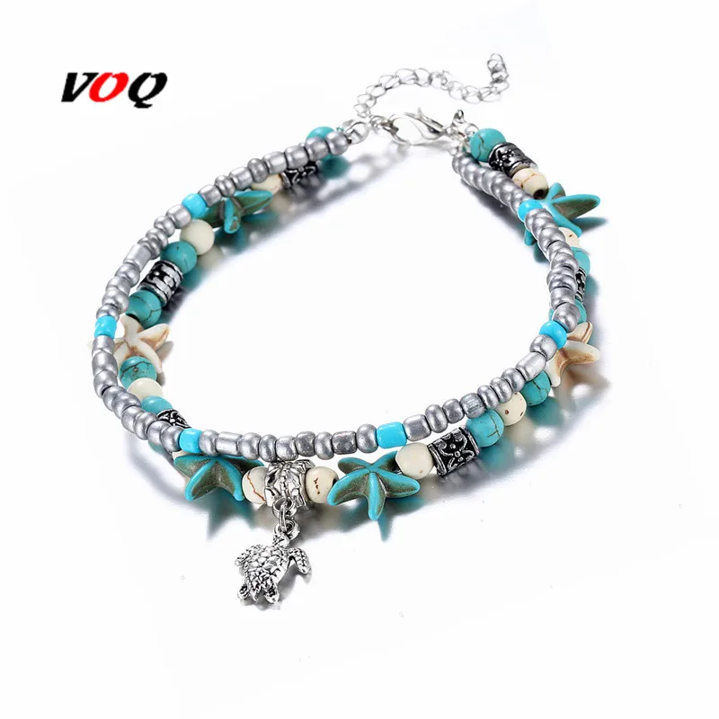 

2018 Summer Style Shell Beads Starfish Sea Turtle Anklets for Women Multi Layer Anklet Leg Bracelet Handmade Bohemian Jewelry