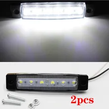 

NEW 2pcs 12V Car External Lights White 6 SMD LED Auto Car Truck Lorry Side Marker Indicator Trailer Light Tail Rear Side Lamps