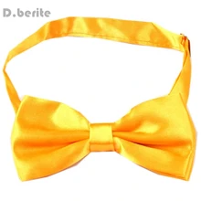 Смокинг мужской галстук-бабочка Регулируемый Свадебный атласный однотонный Золотой желтый галстук-бабочка BT14