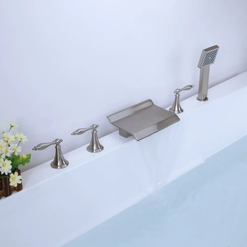 Free Shipping Brushed Nickel Clour 5 Pcs Widespread Jacuzzi