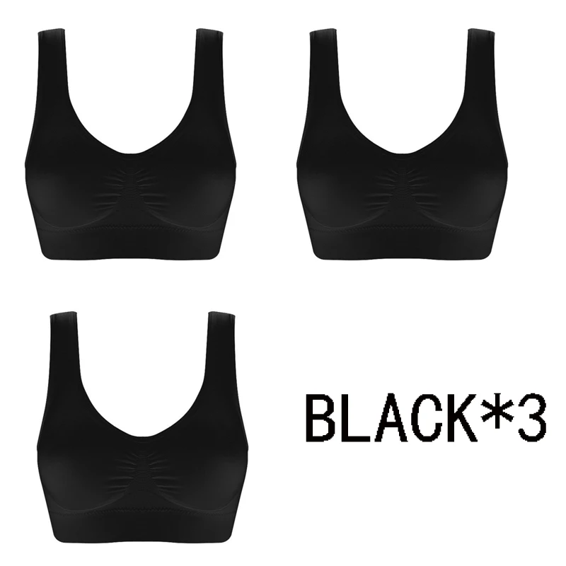 bralette Queenral 3PCS/lot  Plus Size Bras For Women Seamless Bra With Pads Big Size 5XL 6XL Bralette Push Up Brassiere Vest Wireless BH lace bra Bras