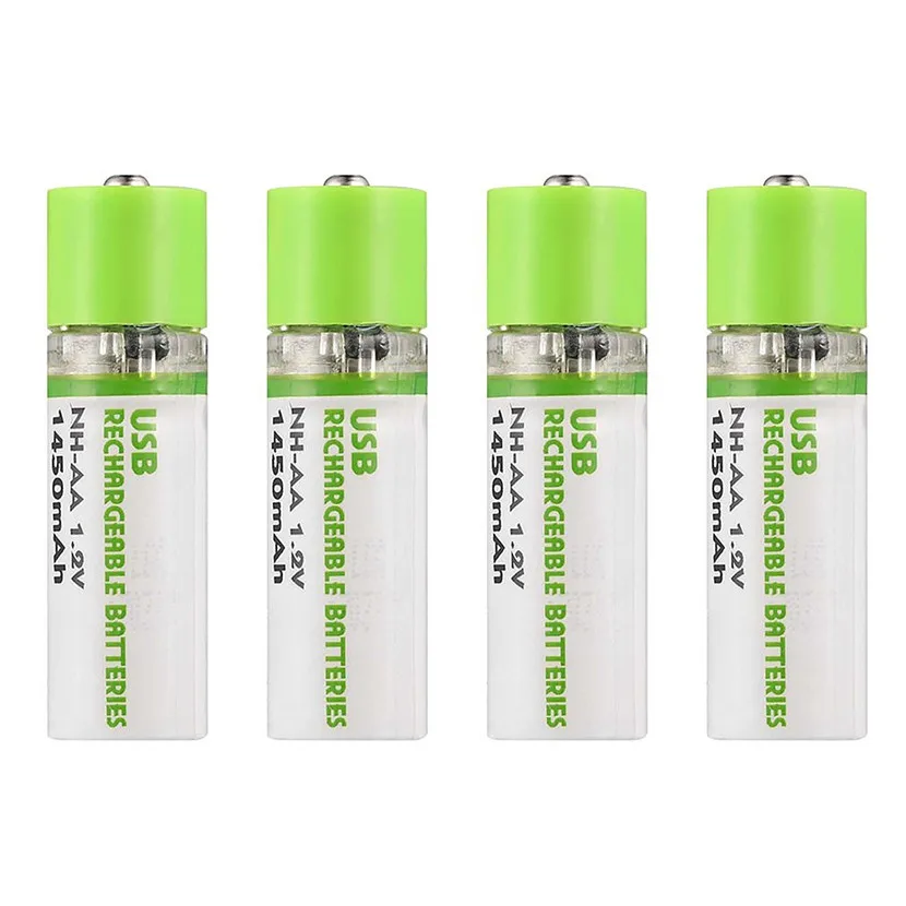 MJKAA 4 шт. AA 1450mAh 1,2 V USB перезаряжаемая батарея Ni-MH аккумулятор для окружающей среды порт зарядки портативный для дистанционного управления