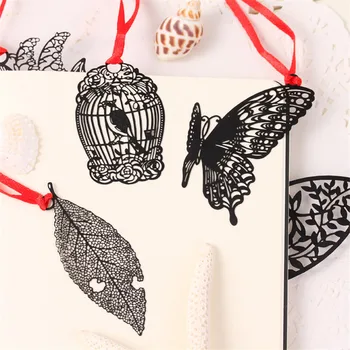 

Popular Metal Bookmark Hollow Out Black Butterfly Feather Book Marks School Supplies Escolar Papelaria For Kids Stationery Gift