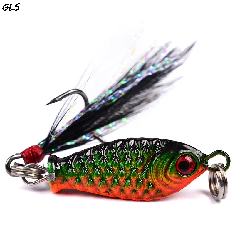 

4PCS 3D Eye Wobbler Fishing Lure with Feather Lifelike Fake Lure Winter Fishing Lures