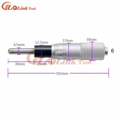 Серебряная плоская игла круглого типа головка микрометра 0-25 мм 0,01 мм с рифленой ручкой регулировки головка микрометра инструмент для измерения - Цвет: NO.6