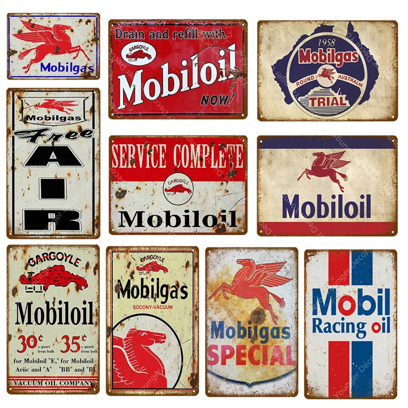 Garage Mobil-oil Gas Oil Sign Auto Shop Retro Rustic Tin Sign A500 Station 
