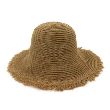 Корейский стиль, женская Солнцезащитная соломенная шляпа, пряжа, вязанная крючком, Панама, шапки для девушек, модные пляжные кепки, Женская дорожная складная шляпа