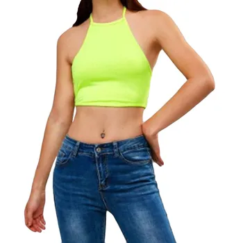

Crop Top Fashion Womens Sexy Tops Sleeveless Bandage Vest Camisole Backless Blouse Summer Blouse roupas feminina 2019