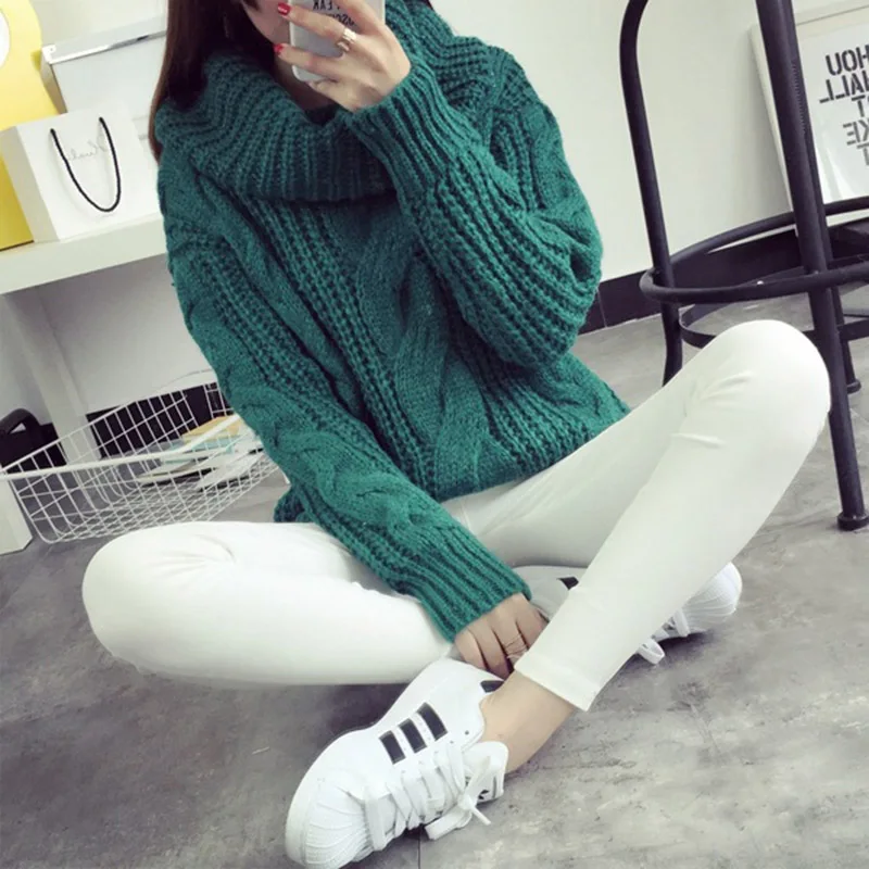 

ARK 2018 Spring Women Korean Sweater Thick Coarse Wool Knitted Tops Fashion Pullover Batwing Sleeve Women Sweater