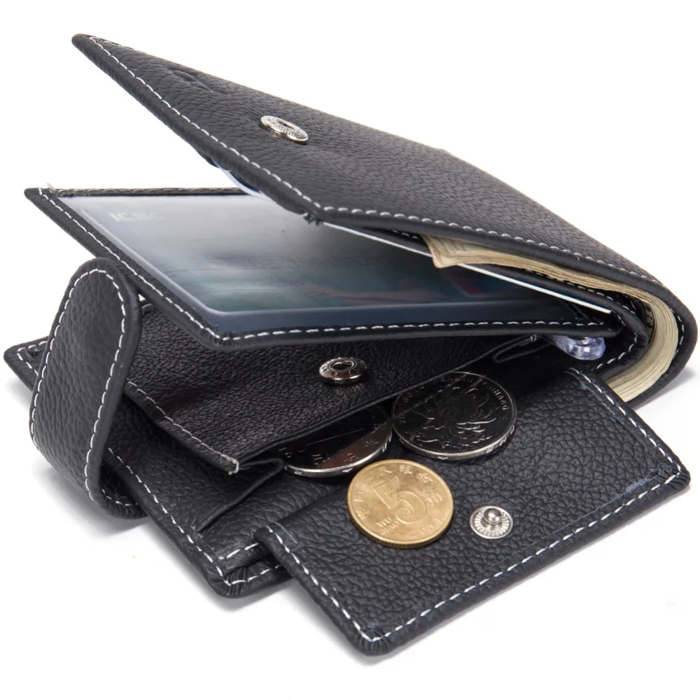 Dollar Price Men Wallets Genuine Cow Leather Wallets Famous Brand With Coin Pocket Thin Purse ...