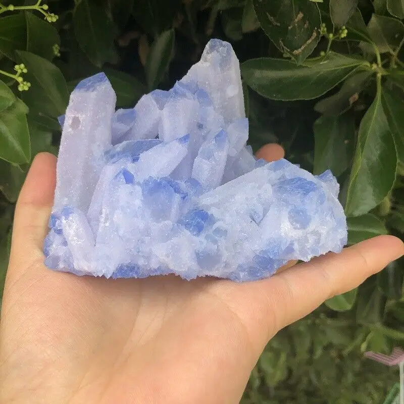 

Drop Shipping 597g Electroplated Blue Titanium Lemurian Quartz Cluster Crystal Mineral Healing Quartz Crystals