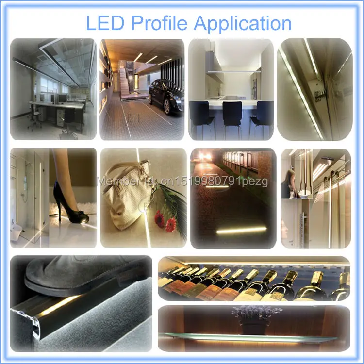 Tira do Diodo Emissor de Luz Perfil de Alumínio para as Luzes do Teto Conjuntos Lote Grande Flange Linear Canal 88mm Tamanho t Levou 10x1 m - 4 led linear, flange grande com canal de