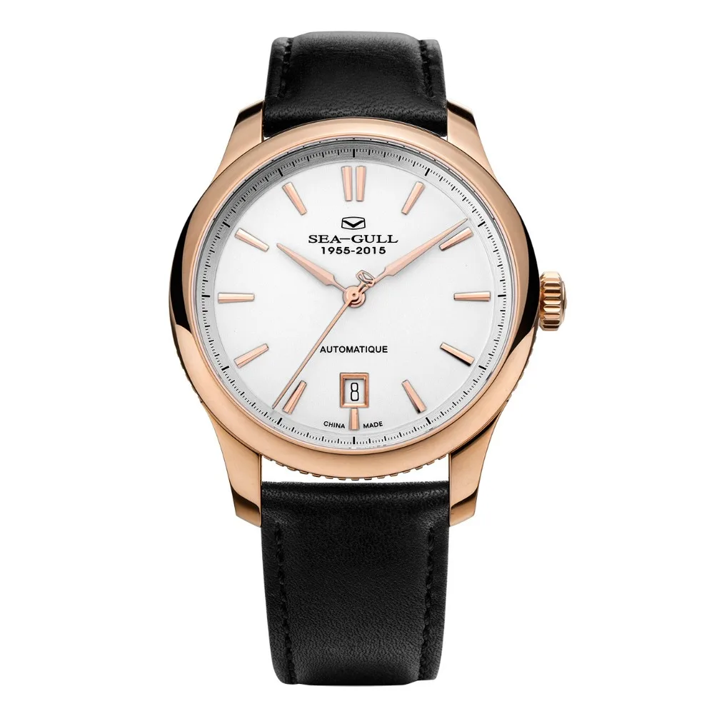 Ultra Thin 9mm Seagull 60th Anniversary Designer Series ST1812 Movement Date Automatic Men's Watch 519.415 Rose Gold Case