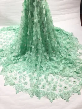 

African lace fabric US royal blue african voile french lace fabric with rhinestone 5 yards per lot wedding dress lace YZ-013