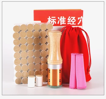 

1pcs new type Natural jade facial beauty copper moxibustion stick + 54pcs 5 year mugwort moxa roll with 1pcs meridian chart