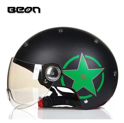 Винтажный мотоциклетный шлем для женщин с открытым лицом, мотоциклетный шлем для гонок, дорожный Электромобиль, каск, dirtbike capacete casco casque ECE - Цвет: matt green star