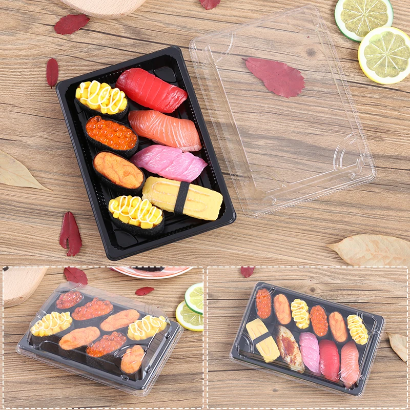 

0-11# pure black sushi packaging box Sashimi salmon Takeaway packed boxes 100PCS