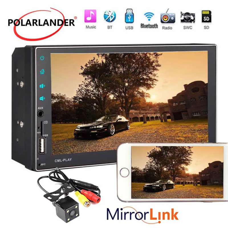 Зеркало Link USB/AUX/FM/SD/SWC MP5 плеер стерео Bluetooth емкостный экран 2018 новый HD 7 &quot2 Din
