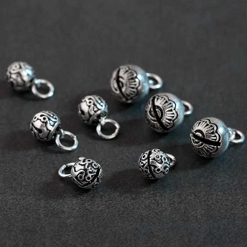 Small Steel Jingle Bell Dangle Charms Pendant With Loop Jewelry Making DIY