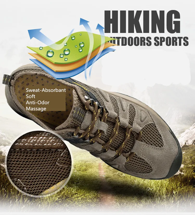 Спортивная обувь для походов на открытом воздухе для мужчин и женщин, сетчатая обувь для альпинизма, охоты, треккинга, кемпинга, летние дышащие мужские кроссовки
