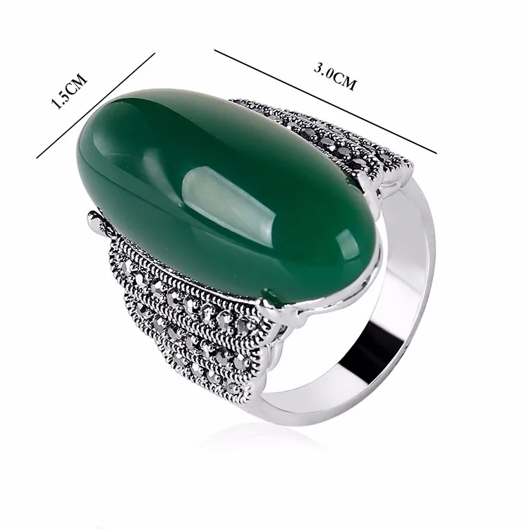 KCALOE, античное серебряное кольцо с Зелеными камнями, красный оникс, желтый натуральный камень, кольца, черные стразы, Винтажные Ювелирные Изделия