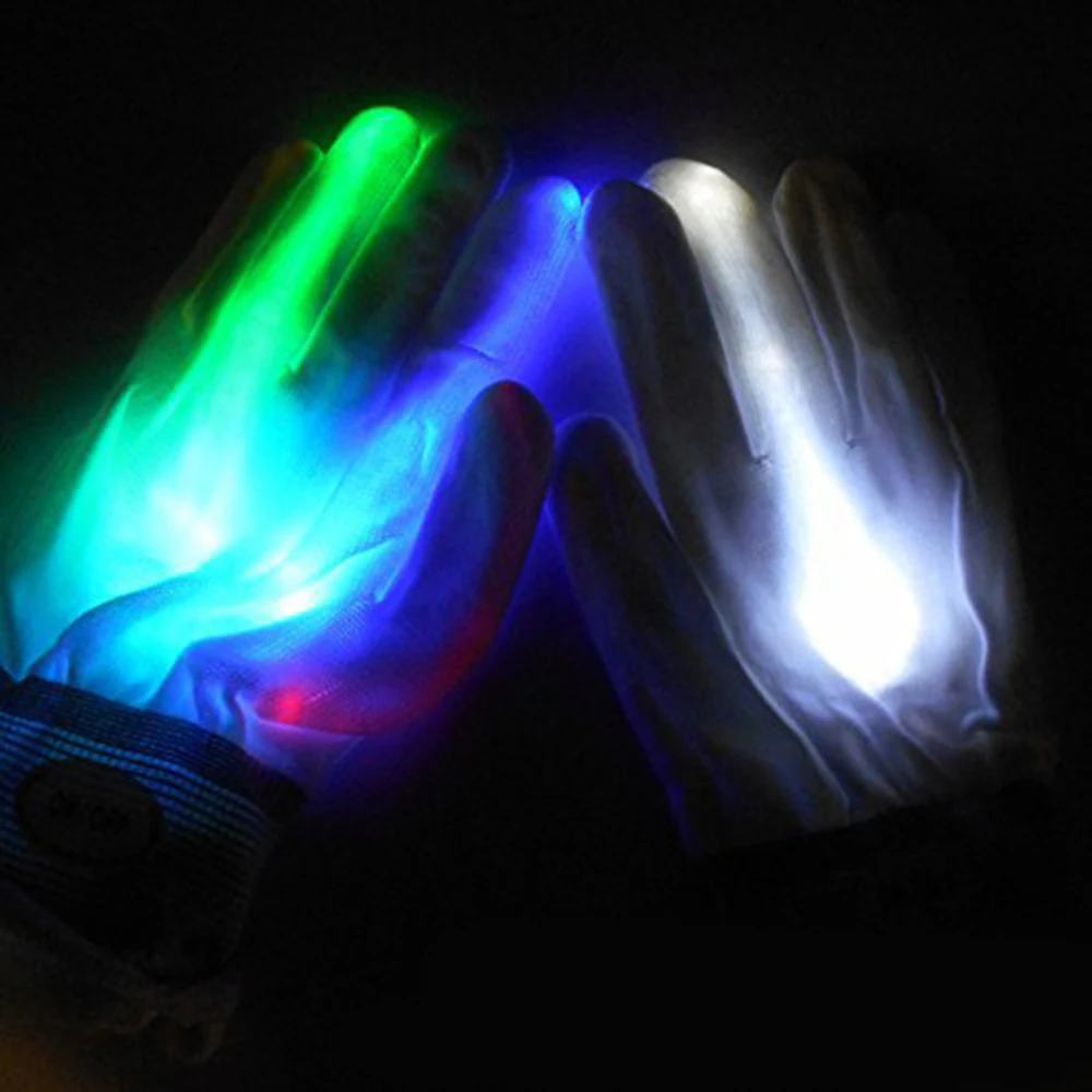Забавный светодиодный стробоскоп перчатки с фонариком цвета радуги Руки Кости Форма Скелет шаблон для бара танцы Вечерние