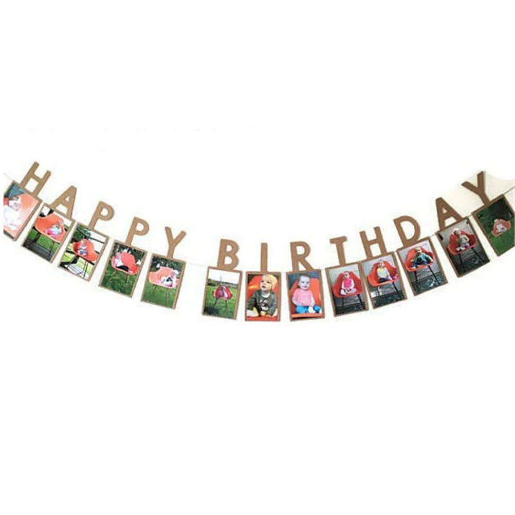 MENGXIANG 1Pc Happy Birtyday Baby Shower Gender Reveal String Flag 2 3 Year Old Photo Booth Frame Album Garland Photo Banner