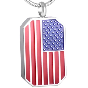 

IJD8534 The American Flag Dog Tag Stainless Steel Cremation Pendant Memorial Ashes Urn Necklace Keepsake Pendant for Women/Men