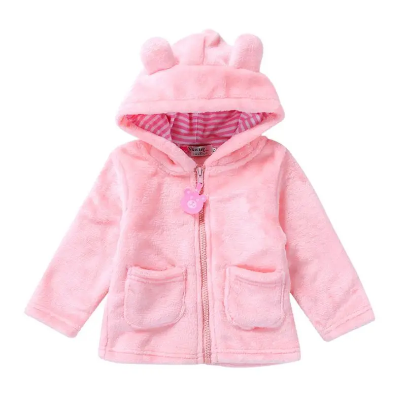 От 0 до 2 лет, верхняя одежда новорожденным, осень, теплая, г., новые милые Куртки Детская куртка с капюшоном одежда для детей M2 - Цвет: Розовый