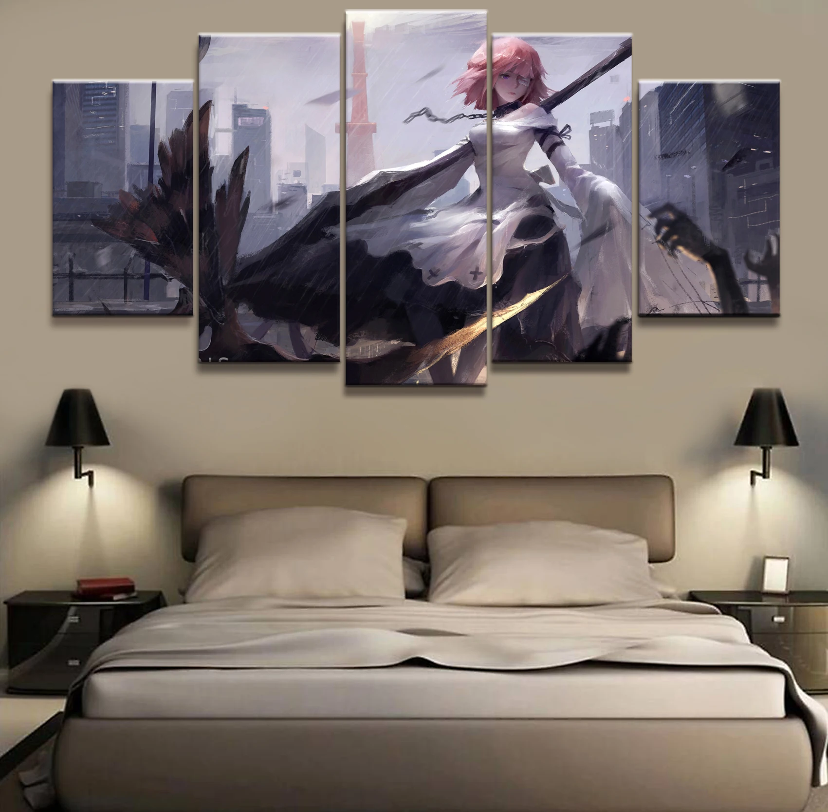 5 Panel Sickle Girl Animation Canvas Printed Painting For Living Room Wall Decor HD Picture Artworks Poster | Дом и сад