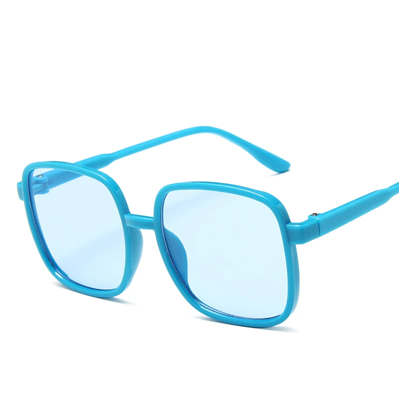 Длинные Хранитель солнцезащитные очки для детей, для девочек и мальчиков детские Квадратные Солнцезащитные очки Рамка ПК прозрачное защитное стекло UV400 модные очки для отдыха на открытом воздухе - Цвет линз: Blue