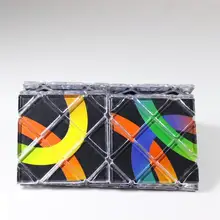 LingAo 8 Panels 3 Rings Black Magic Folding Puzzle Cube Twisty Folding Puzzle Educational Twisty Toy for Little Kid