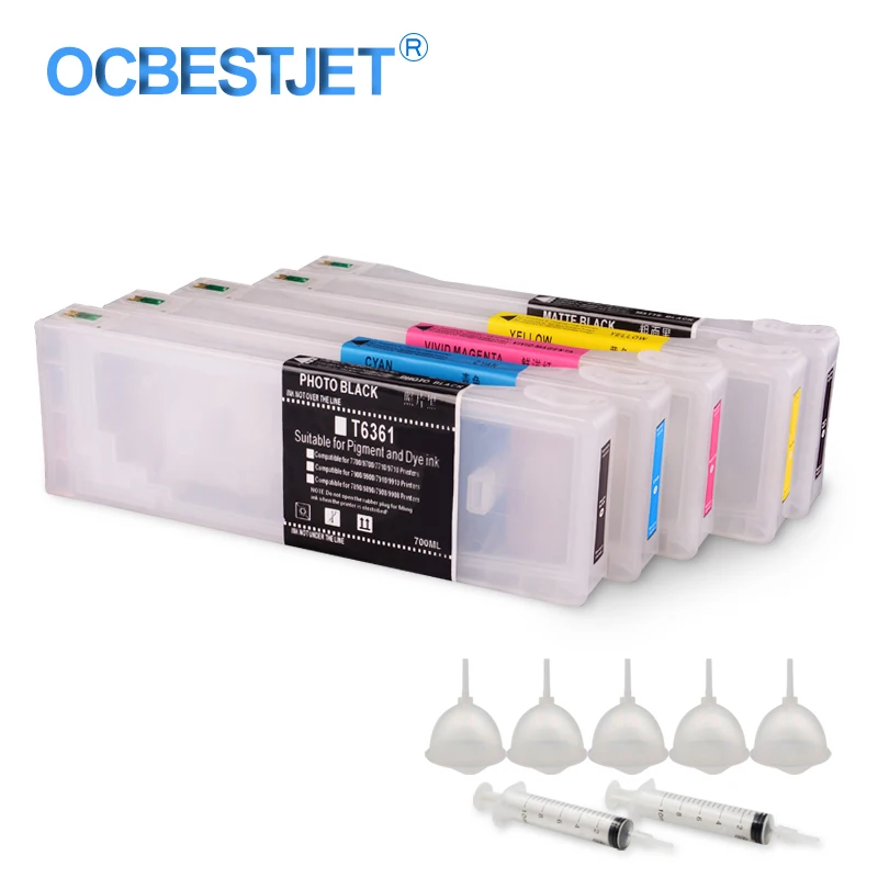 5 Цвета/комплект T6361 T6364 T6368 Пустой многоразового картридж для Epson Stylus Pro 7700 9700 7710 9710