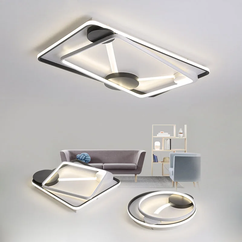 

White With Black Finished Modern Led Chandelier Bedroom Living Study Room Lamps Fixtures Lighting Indoor Decoration Luminaires