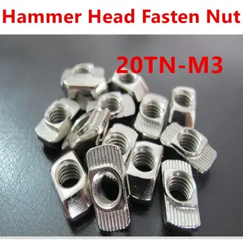 

100PCS T nut Hammer Head Fasten Nut M3 Connector Nickel Plated for 20 series Slot Groove 6