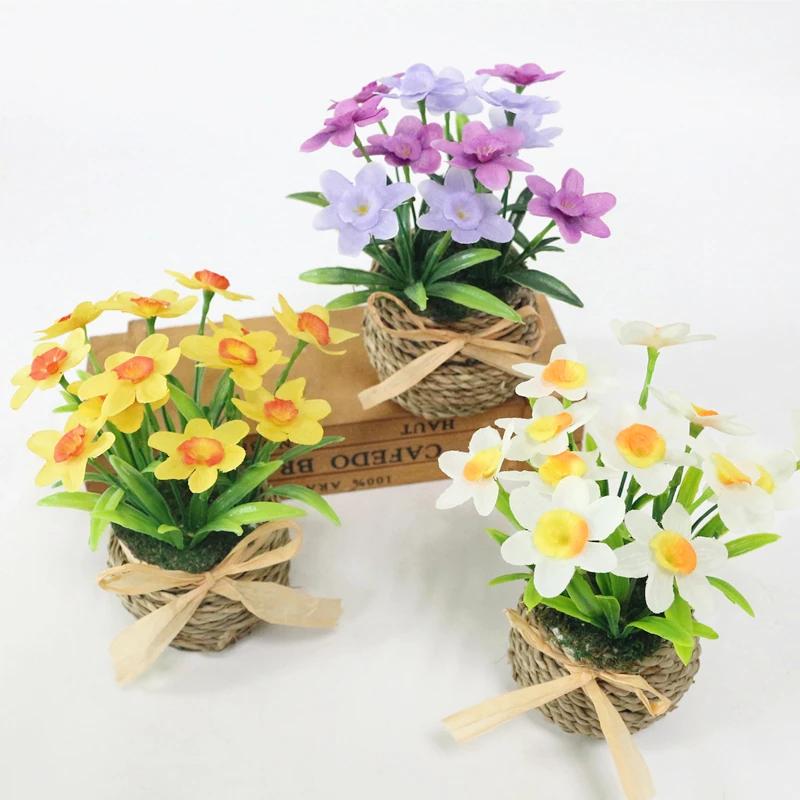 JAROWN Simulation Daffodil Set Artificial Narcissus Flower Silk Flower Plants Wedding Flores Home Decoration (18)