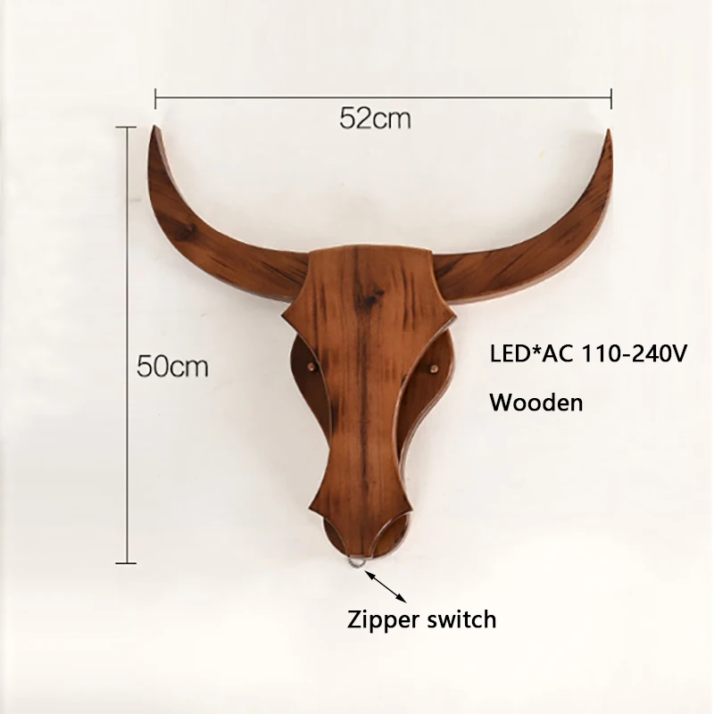  Loft Industrial retro wood cow animal style wall lamps LED sconce wall lights modern for living roo - 32824908051
